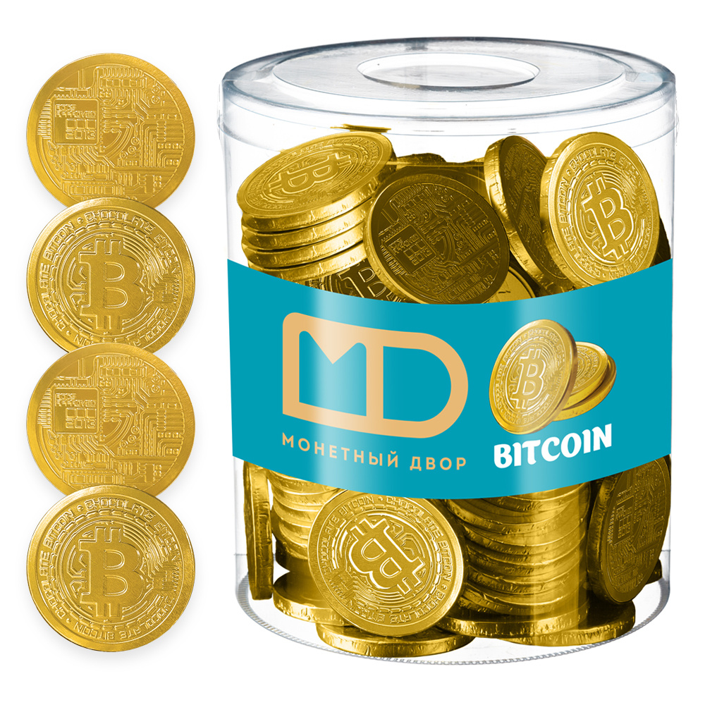 Шоколадные монеты Монетный двор "Биткоин" в банке, 6 гр. (120 шт.)  #1