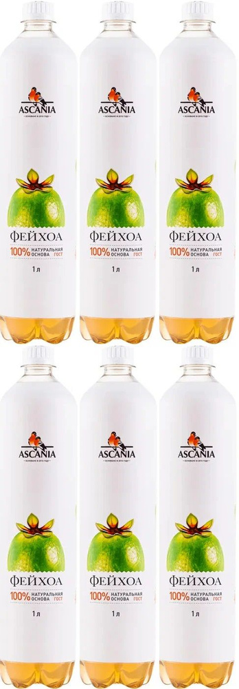 Газированный натуральный лимонад Ascania (Аскания) Фейхоа 1.0 л ПЭТ упаковка 6 штук  #1