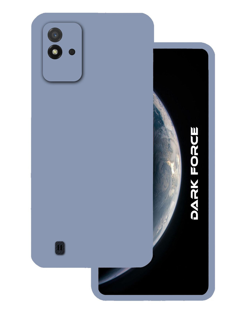 Силиконовый чехол c защитой камеры для OPPO Realme NARZO 50i / Silicone  Case для Оппо Реалме Нарзо 50 ай с бархатистым покрытием внутри, DARK  FORCE, Серо-голубой - купить с доставкой по выгодным