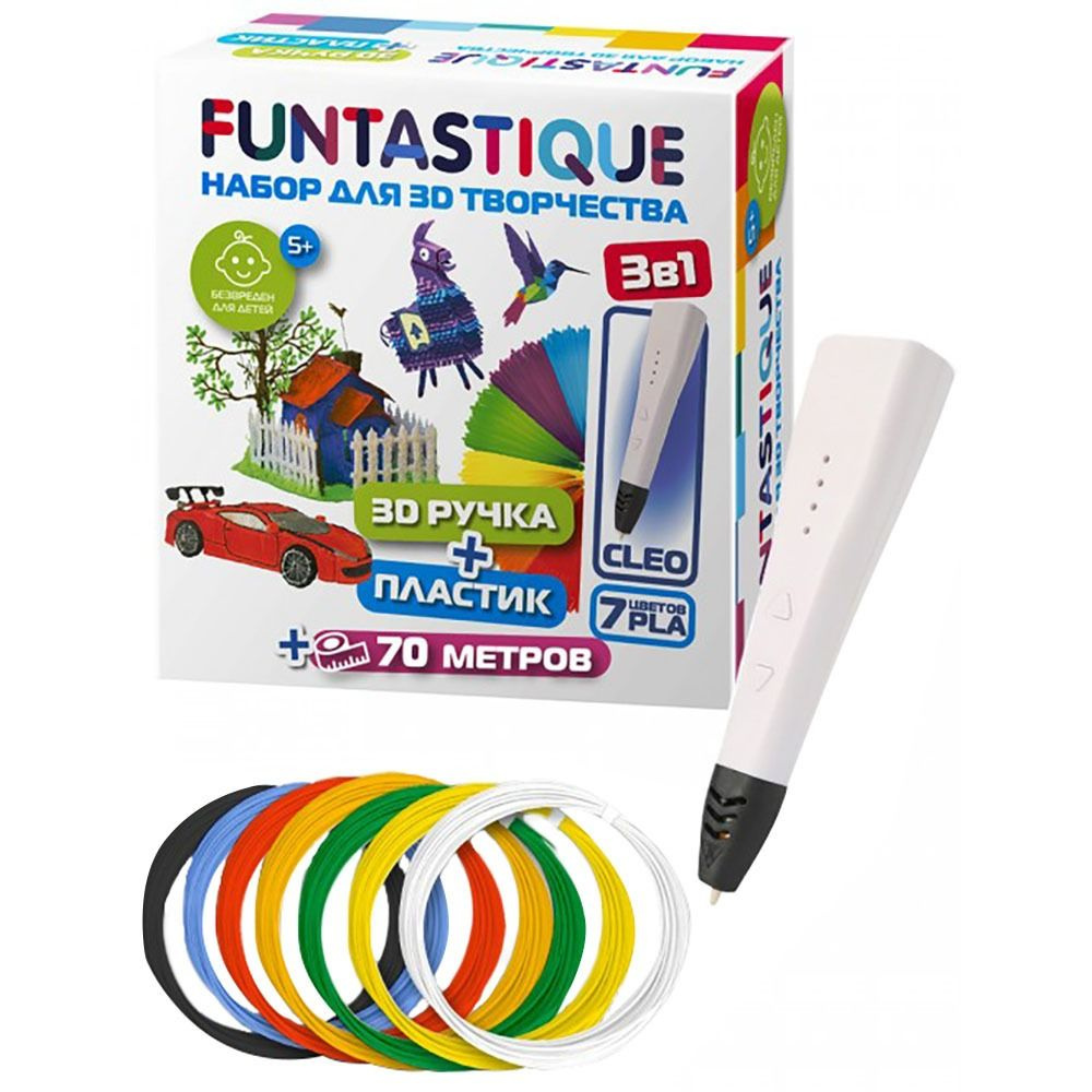 Набор 3D-ручка Funtastique CLEO + PLA 7 цветов белый (FPN04W-PLA-7) #1