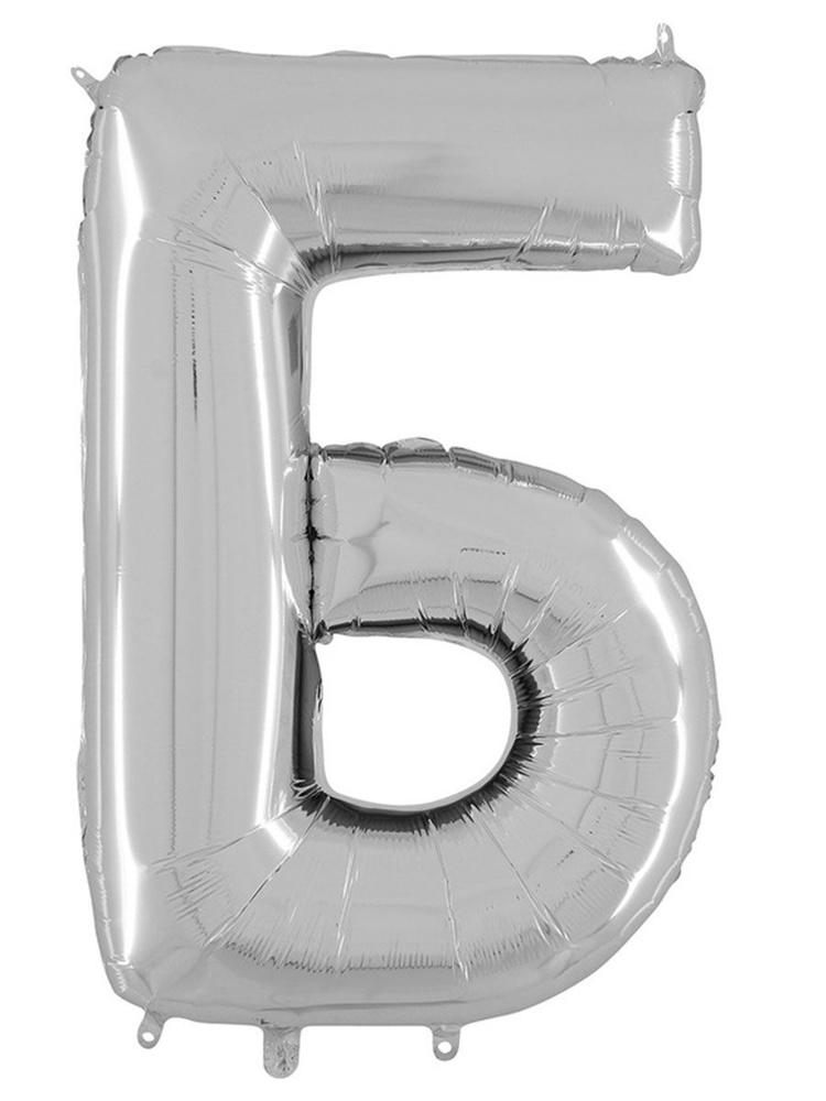 Воздушный шар фольгированный Grabo фигурный Буква Б, серебряный, 66 см  #1