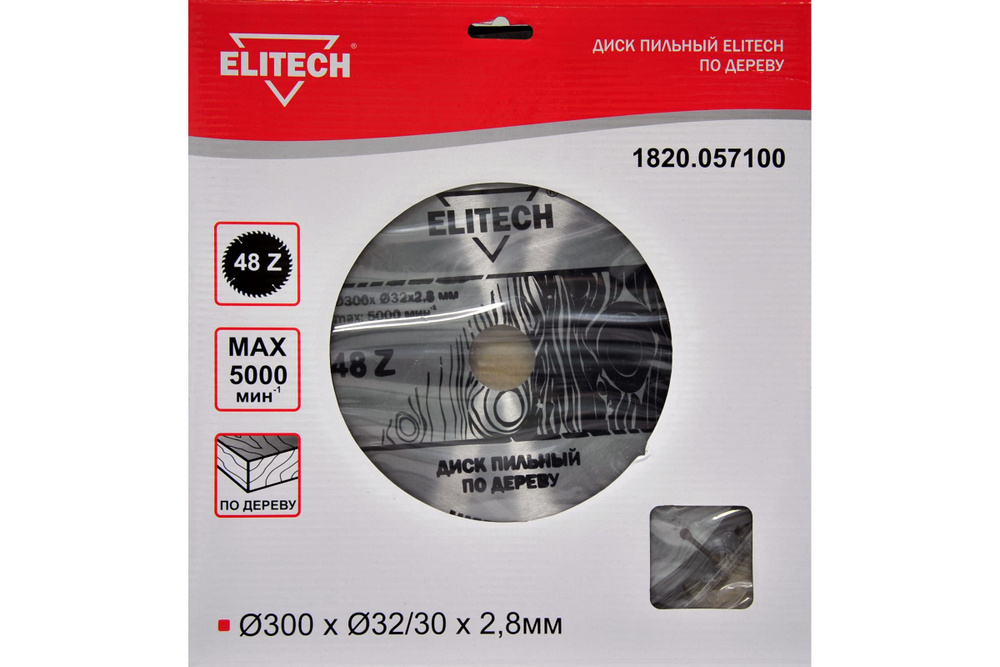 Диск пильный по дереву (300х32/30 мм; 2.8 мм; 48Z) Elitech 1820.057100 #1