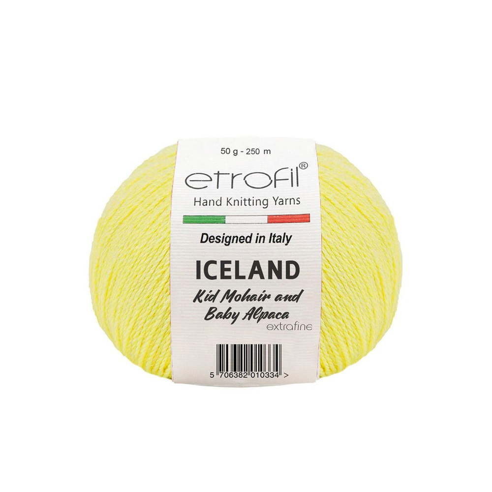 Пряжа Etrofil ICELAND Этрофил Айслэнд Кид мохер Беби Альпака, BL1002 желтый, 50 гр, 250 м, 3 шт/упак #1