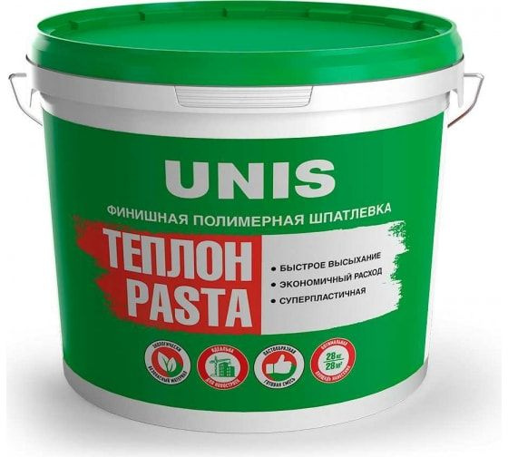Шпаклёвка полимерная финишная Unis Теплон Pasta 15кг, шпатлевка для стен и потолков Юнис перед покраской #1