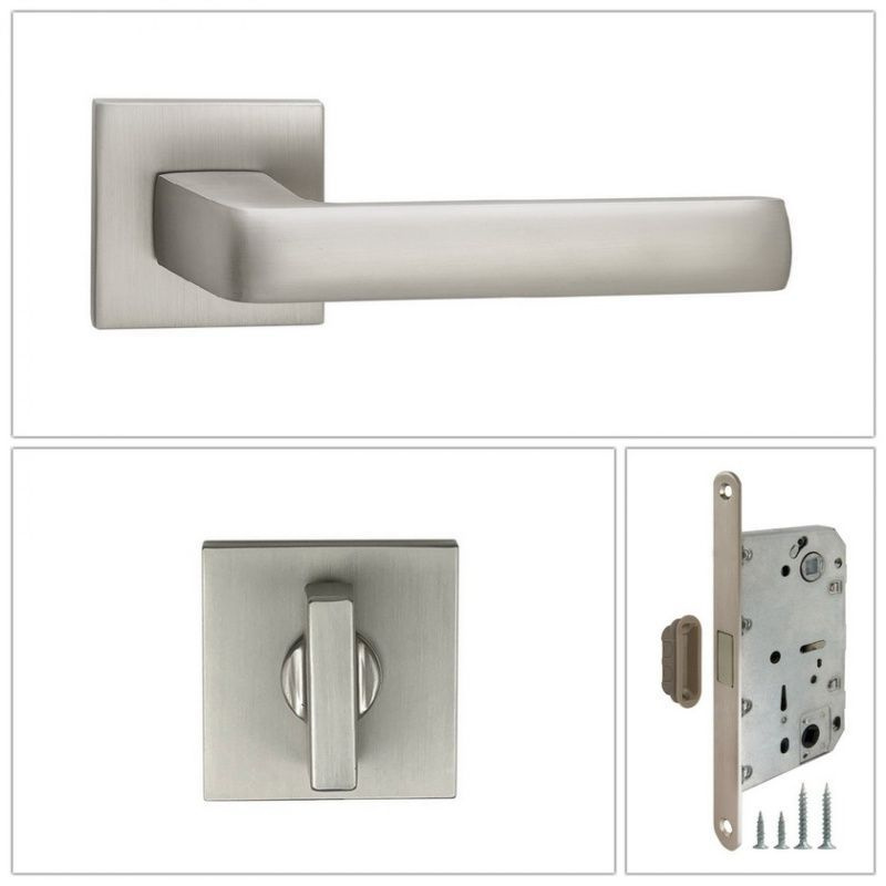 Комплект дверных ручек Puerto INAL_542-03_slim_MSN_UN, никель супер ...