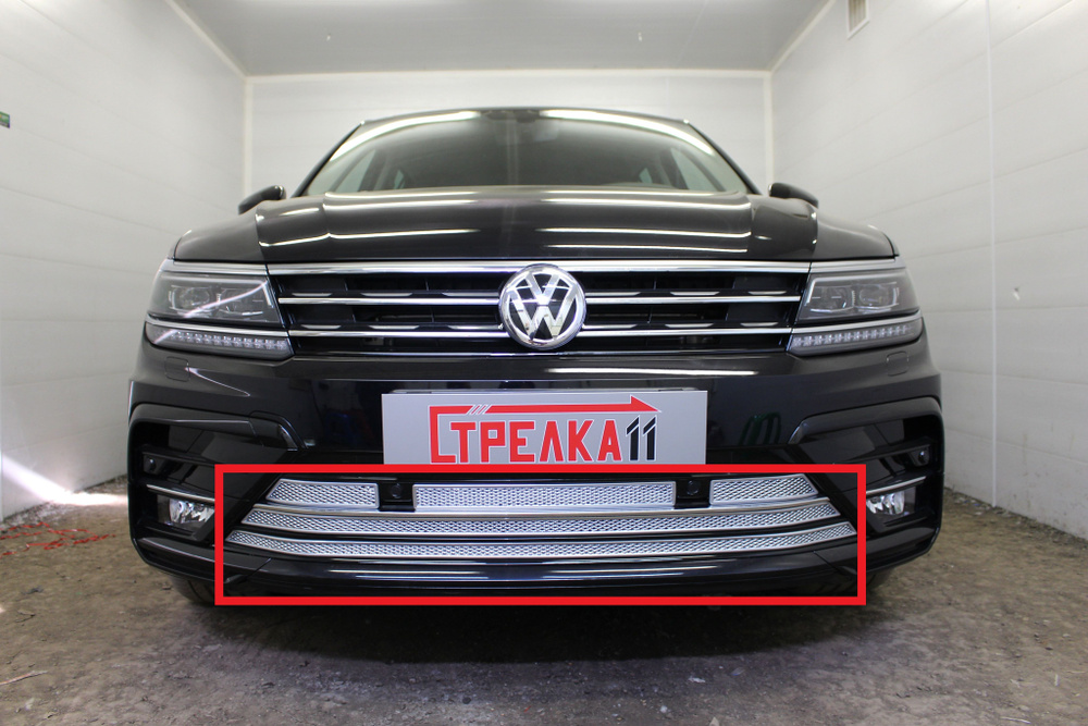 Защитная сетка радиатора низ хром Volkswagen Tiguan (2016-2020) для ...