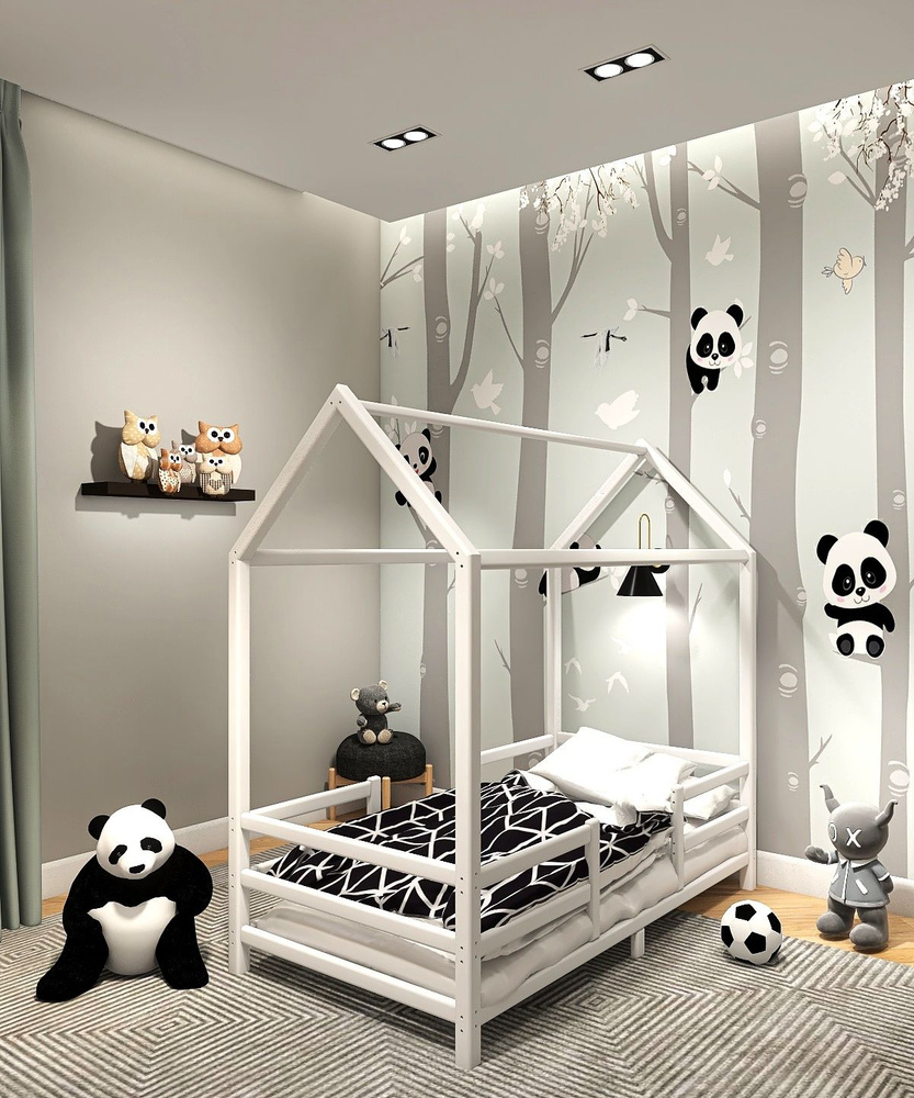 Кровать детская, кровать-домик сканди детская 87х165х147 см, под матрас 80х160, из массива, Белый - купить с доставкой по выгодным ценам в интернет-магазине OZON (814792990)