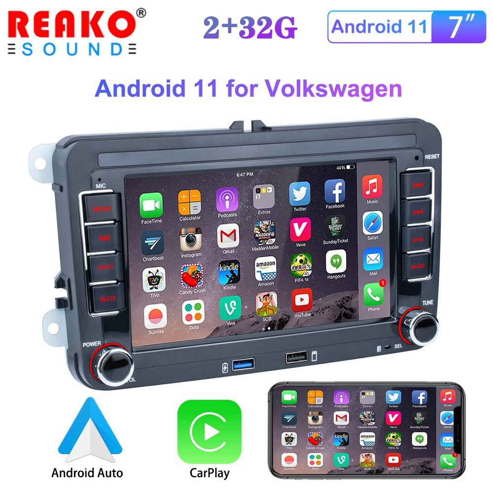 2 Din Android 11 2+32G Автомобильное радио 7 дюймов ,WiF,DSP,Carplay Для VW  / Volkswagen Skoda Octavia golf 5 6 touran passat B6 polo Jetta2 DIN -  купить в интернет-магазине OZON с доставкой по России (829239962)