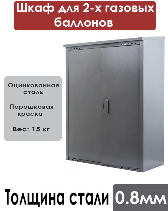 Шкаф для 2 газовых баллонов на 50 литров Серый "Петромаш" #1