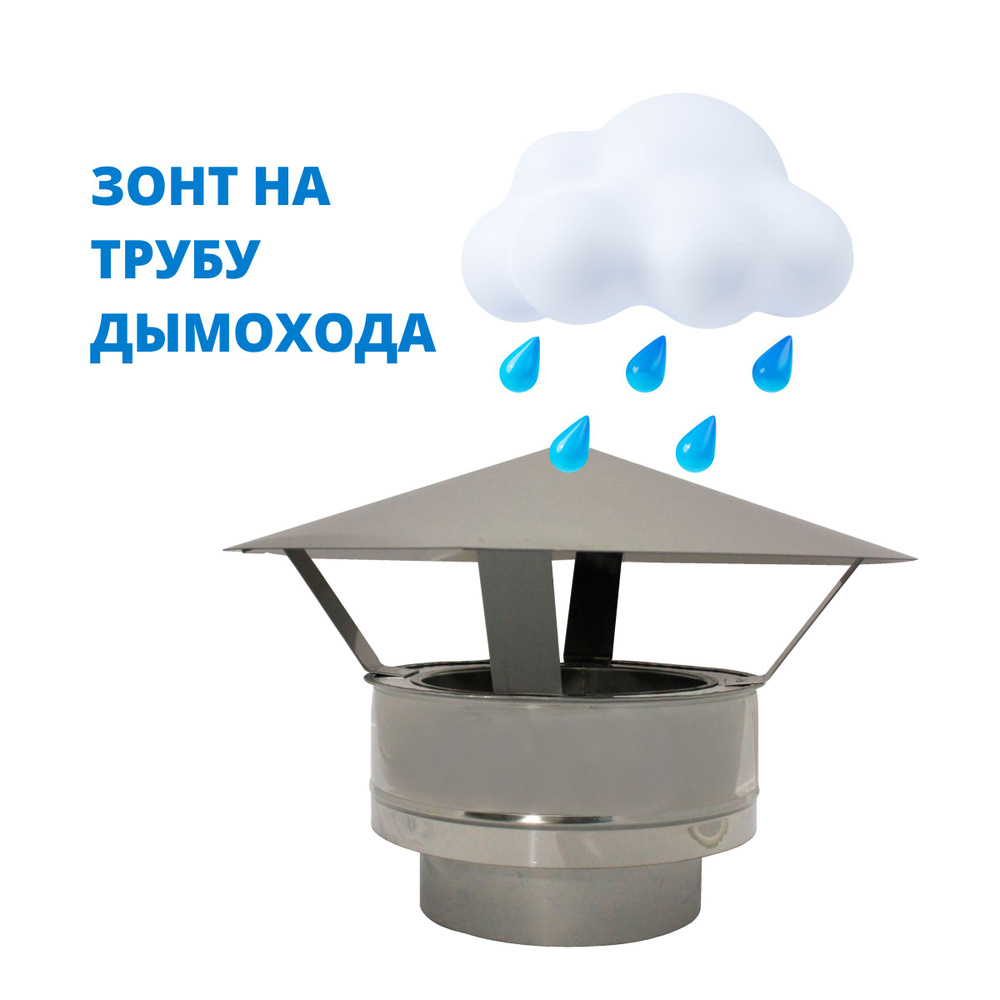 Зонт-заглушка D150-200 К для дымохода, сталь AISI 304-0,5/430-0,5 РОССТИН  #1