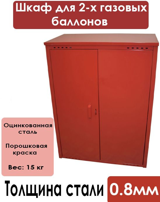 Шкаф для 2 газовых баллонов на 50 литров Красный "Петромаш"  #1