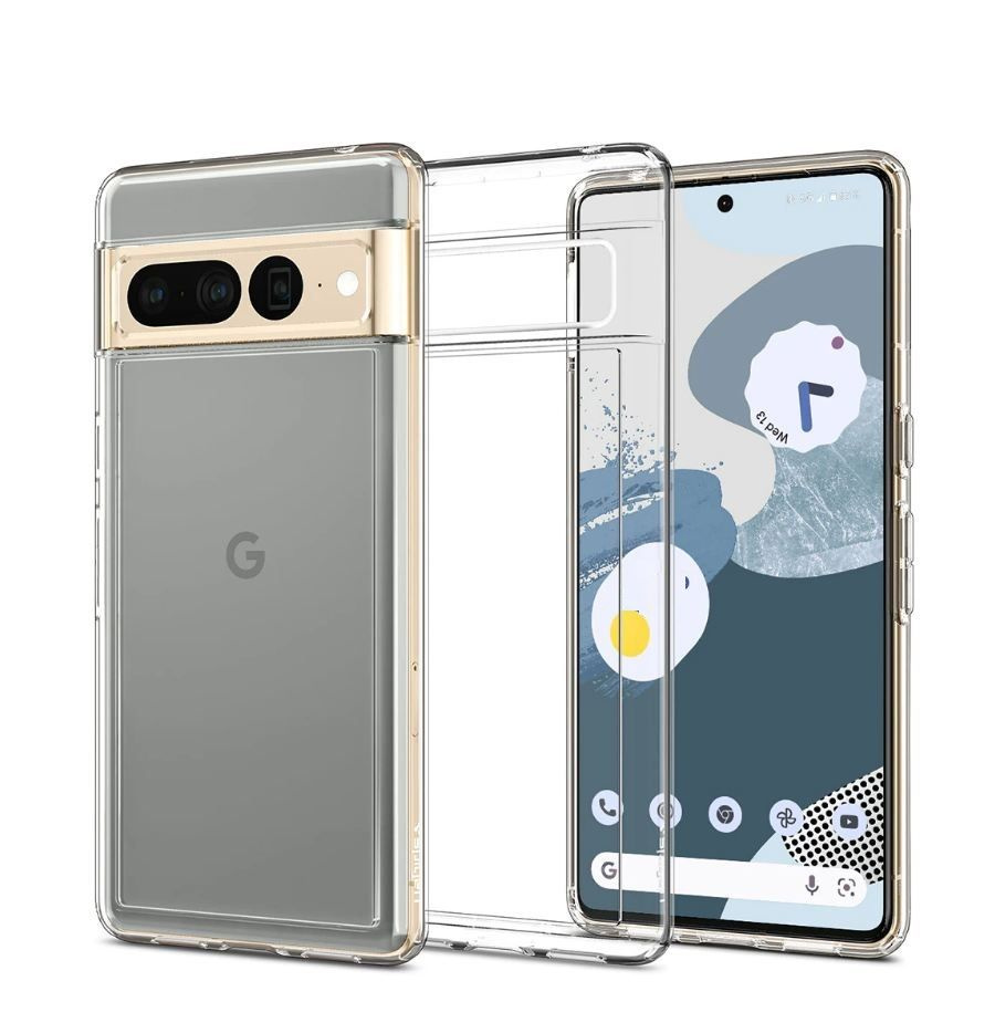 Чехол силиконовый для Google Pixel 7 Pro прозрачный с бортиком в ...