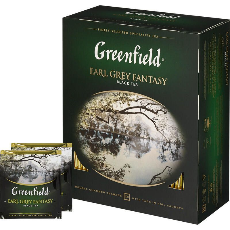 Greenfield Чай черный Earl Grey Fantasy, 100 пакетиков по 2 г #1