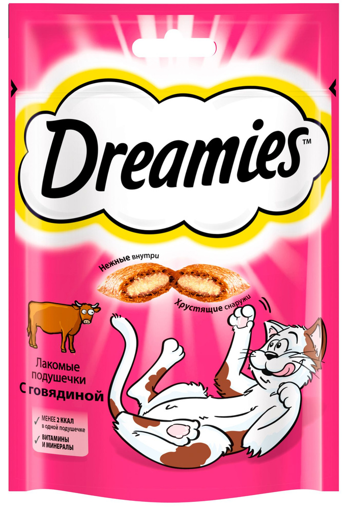 Dreamies Лакомые подушечки для кошек с говядиной, 7555, 0,06 кг #1