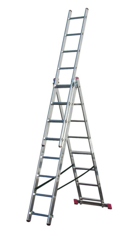 Алюминиевая трехсекционная лестница Krause Corda, 24 (3х8) ступеней, высота 2,25 - 4,5 м, партномер 010384 #1