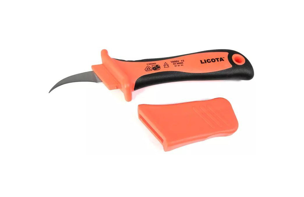 Нож электрика для снятия изоляции VDE 1000В, с секторными жилами Licota ...