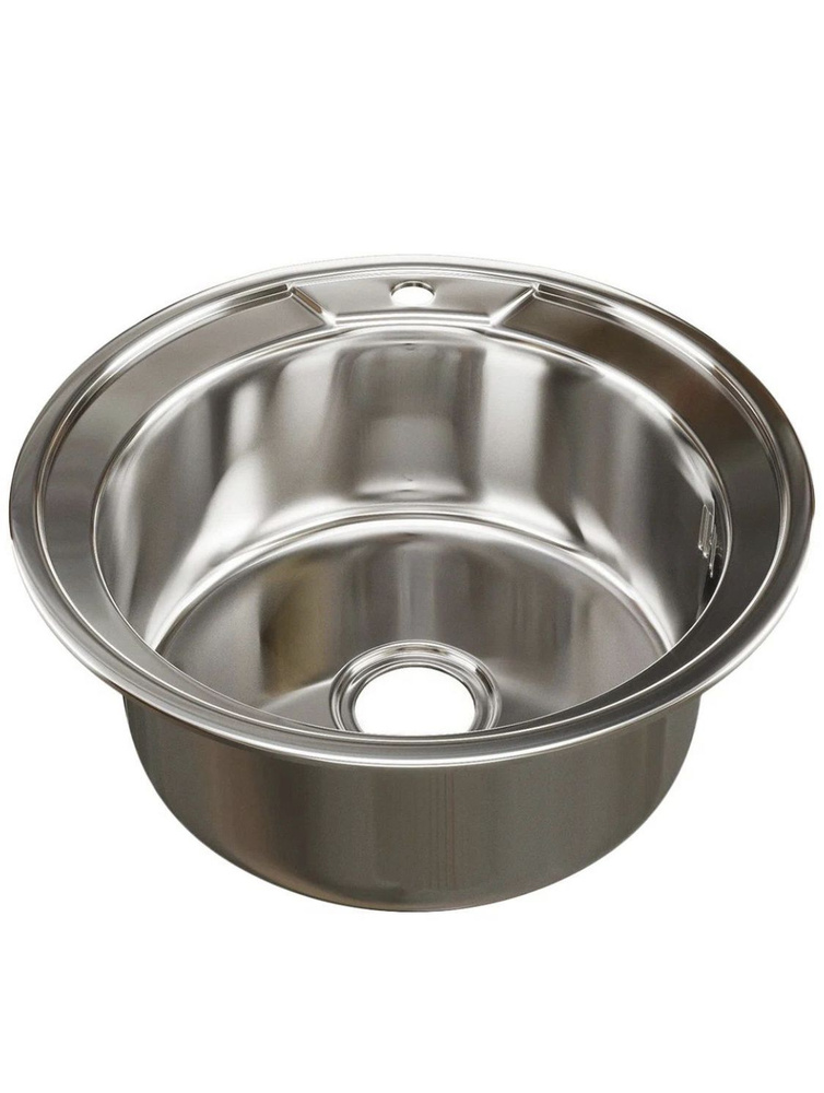 Мойка для кухни круглая, нержавеющая сталь, диаметр 49 см, толщина стали 0,6 мм  #1