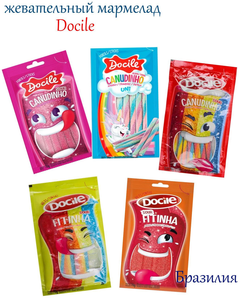Набор жевательного мармелада Docile (Мармеладные Ленты и Карандаши) / 5 ...