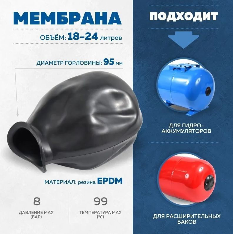 Мембрана для гидроаккумуляторов и расширительного бака "AQUAMOTOR" 18-24л  #1