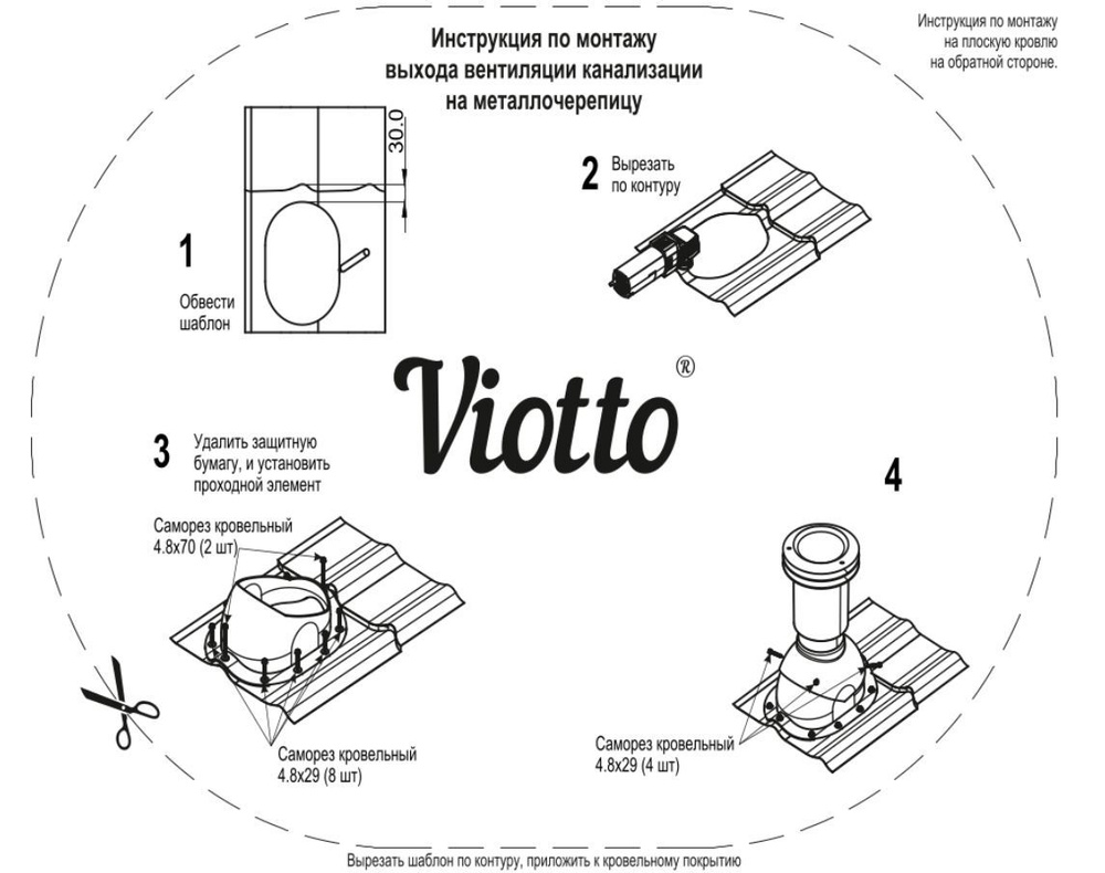 Выход вентиляции канализации Viotto 110 мм (RAL 6005) для крыши из ...