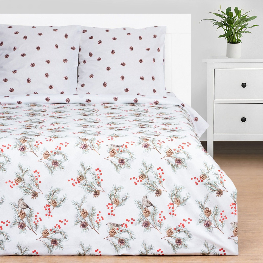 Постельное белье Этель 2 спальное Spruce branches 175х215 см, 200х220 см,70х70 см -2 шт,поплин 125 г/м2 #1