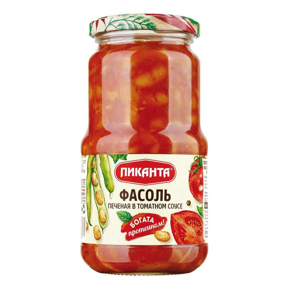 Фасоль Пиканта печеная в томатном соусе 470 г #1