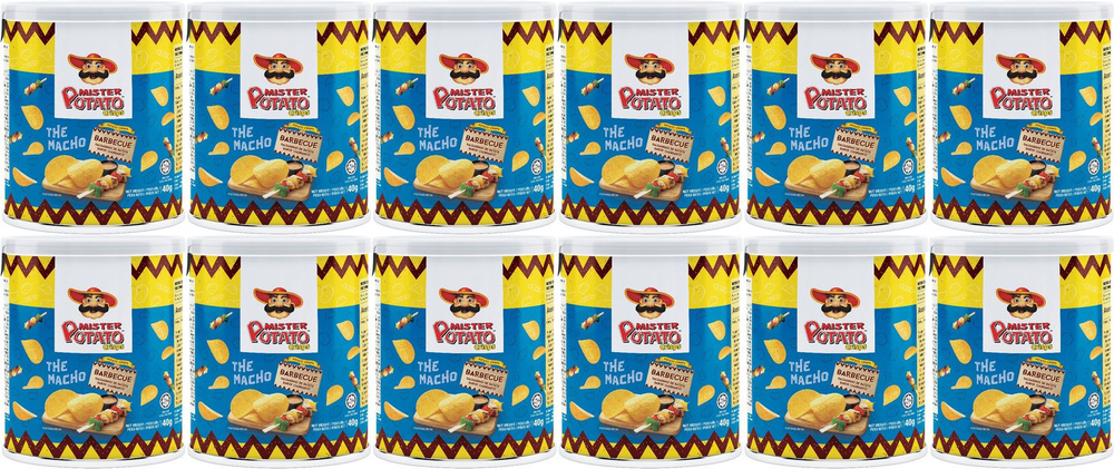 Чипсы картофельные Mamee Mr Potato барбекю, комплект: 12 упаковок по 40 г  #1
