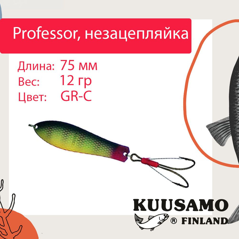 Блесна для рыбалки Kuusamo Professor 3, 75/12 незацепляйка, GR-C (колебалка)  #1