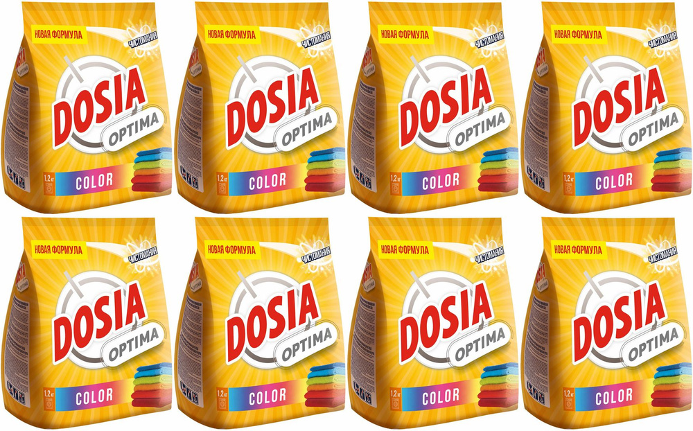 Стиральный порошок Dosia Optima Color для цветного белья 1,2 кг, комплект: 8 упаковок по 1.2 кг  #1