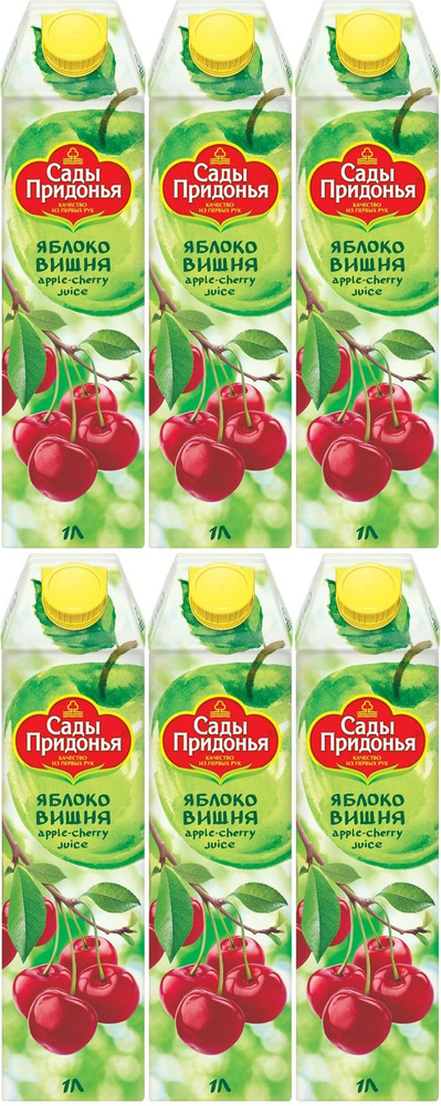 Сок Сады Придонья яблоко-вишня, комплект: 6 упаковок по 1 л  #1