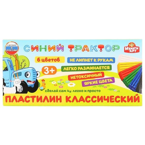 Пластилин классический Синий Трактор 6 цветов (120 г) MultiArt MODCLAY-6-120G-BT  #1