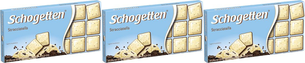 Плитка Schogetten Stracciatella белая с какао-крупкой горького, комплект: 3 упаковки по 100 г  #1
