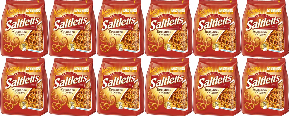 Крендельки Saltletts Lorenz с солью классические, комплект: 12 упаковок по 150 г  #1