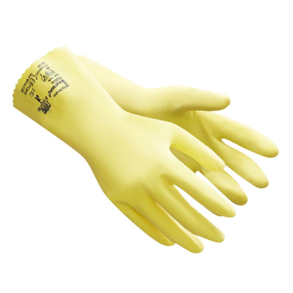 Перчатки АМПАРО - Люкс химически стойкие, латексные (на основе натурального каучука), с внутренним хлопковым #1