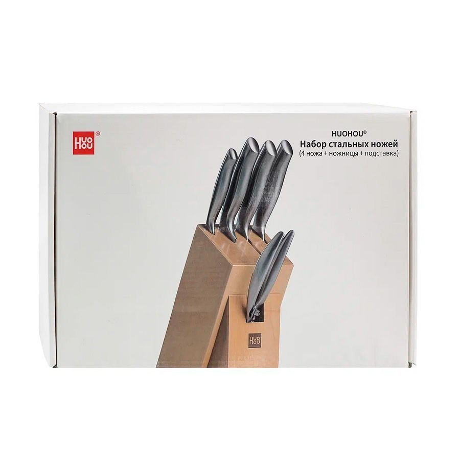 Набор из 4-х стальных ножей ножниц и подставки Xiaomi Mi HuoHou 6-Piece Stainless Steel Kitchen Knife #1