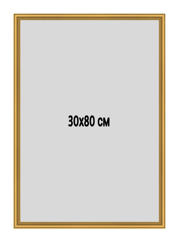 Фоторамка металлическая (алюминиевая) золотистая для постера, фотографии, картины 30х80 см. Рамка для #1