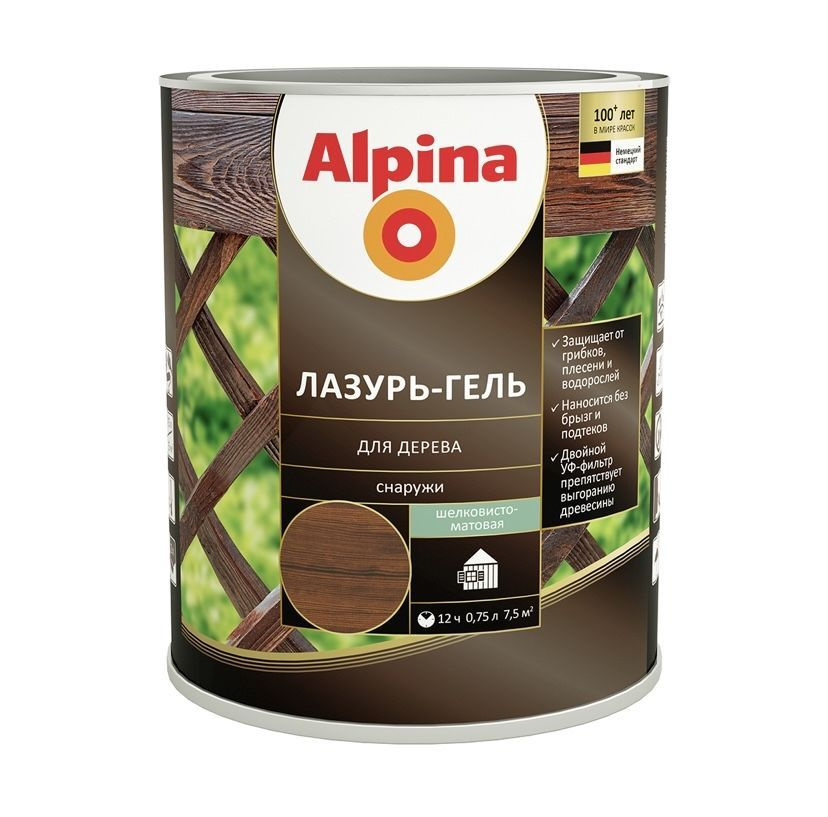 Лазурь-гель для дерева Alpina палисандр 0,75л #1