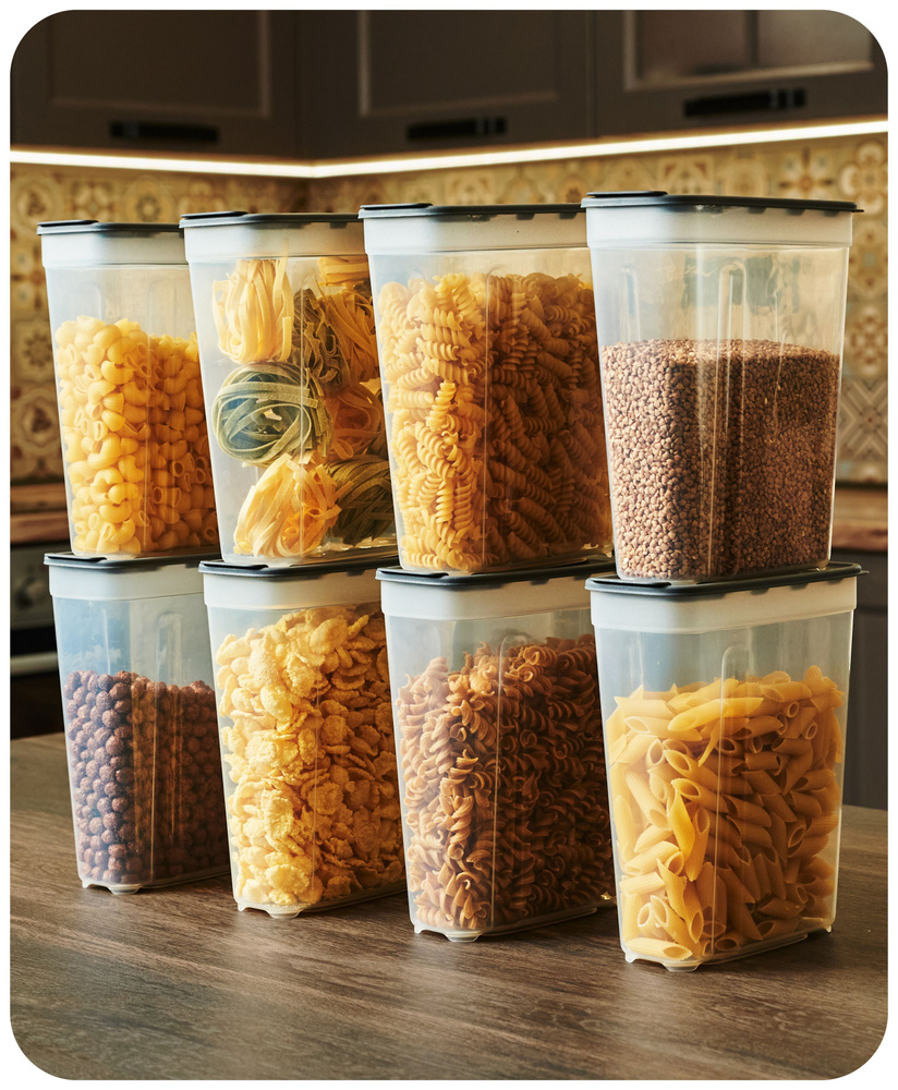 Набор контейнеров для сыпучих продуктов №13 (1,8л - 8шт) (графит ...