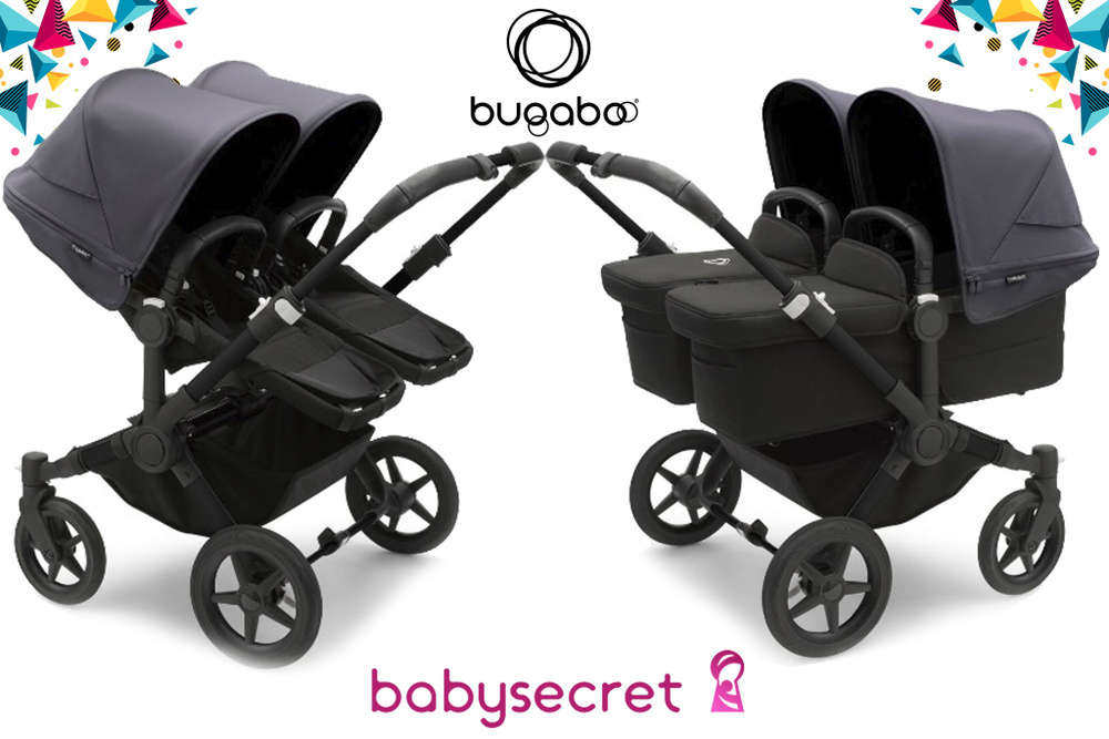 Детская коляска 2 в 1 для двойни Bugaboo Donkey5 Twin шасси Black (Midnight black/Stormy Blue)  #1