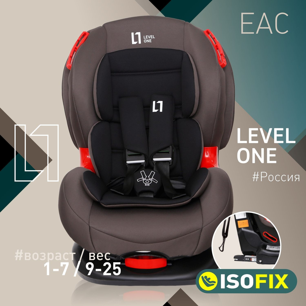 Автокресло детское Еду-Еду KS 527 ISOFIX от 9 до 25 кг, гр.I/II, серия Level One, graphite  #1