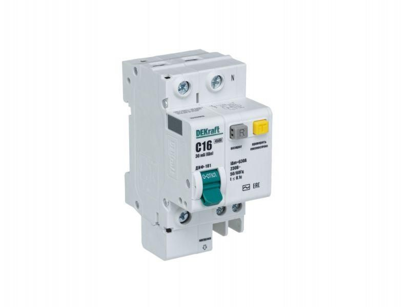 Выключатель автоматический дифференциального тока 2п (1P+N) C 16А 30мА тип AC ДИФ-101 со встроен. защит. #1