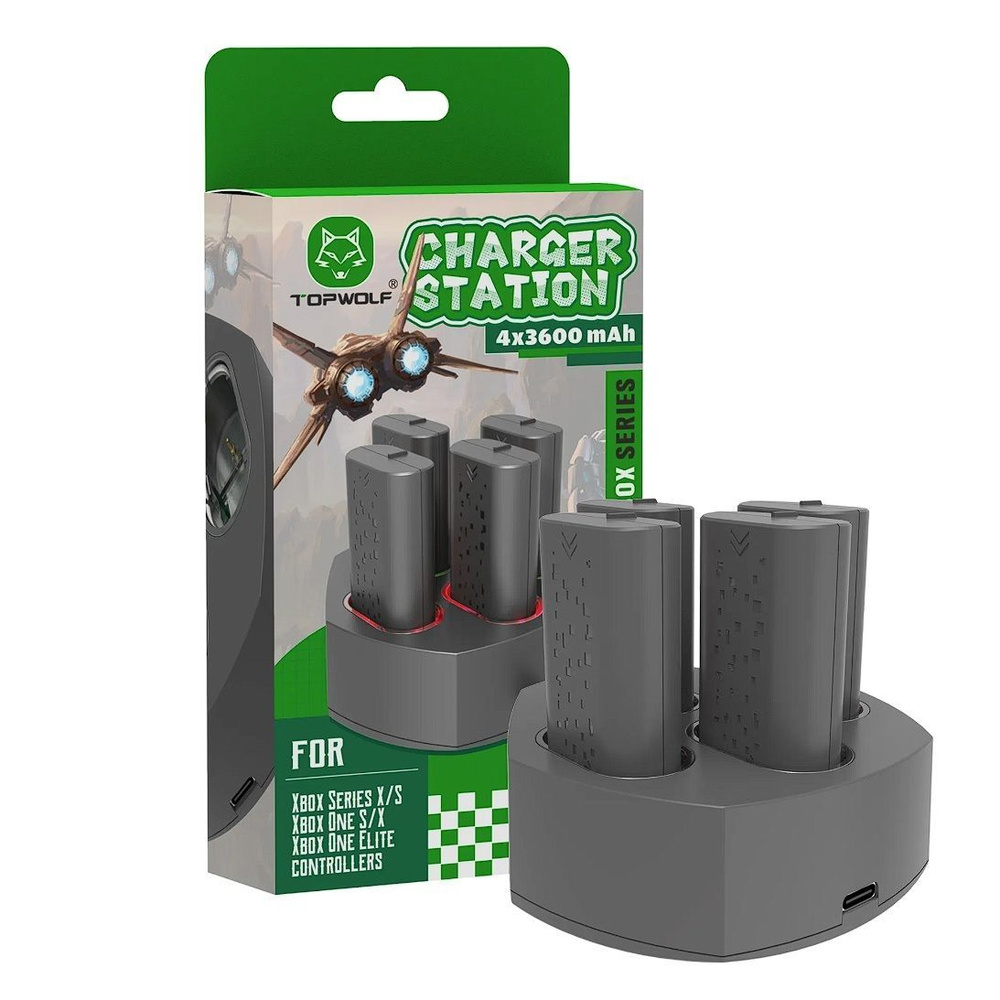 Сетевое зарядное устройство Зарядная станция и 4 аккумулятора 3600 мАч ...