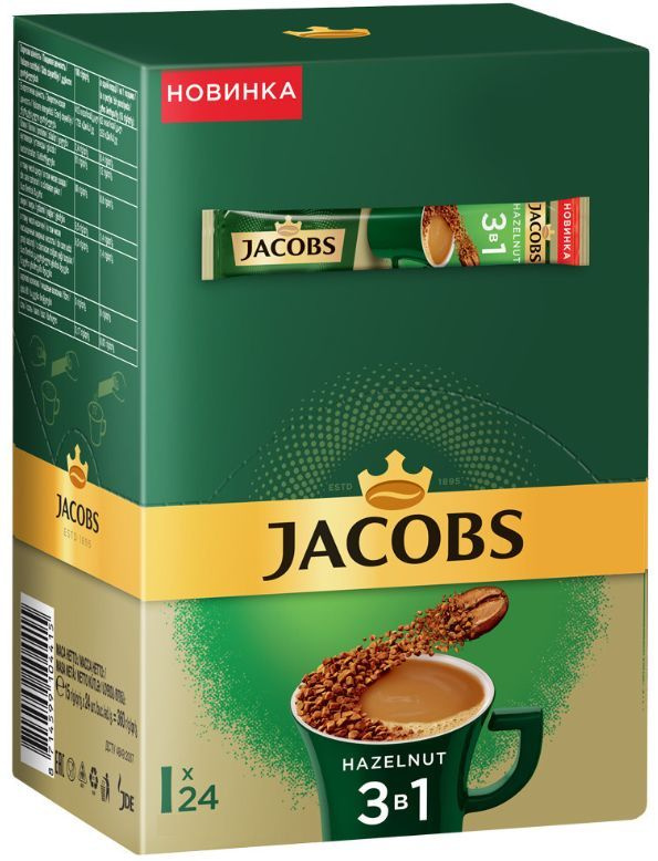 Растворимый кофе Jacobs Monarch Hazelnut 3в1 24 пакетика #1