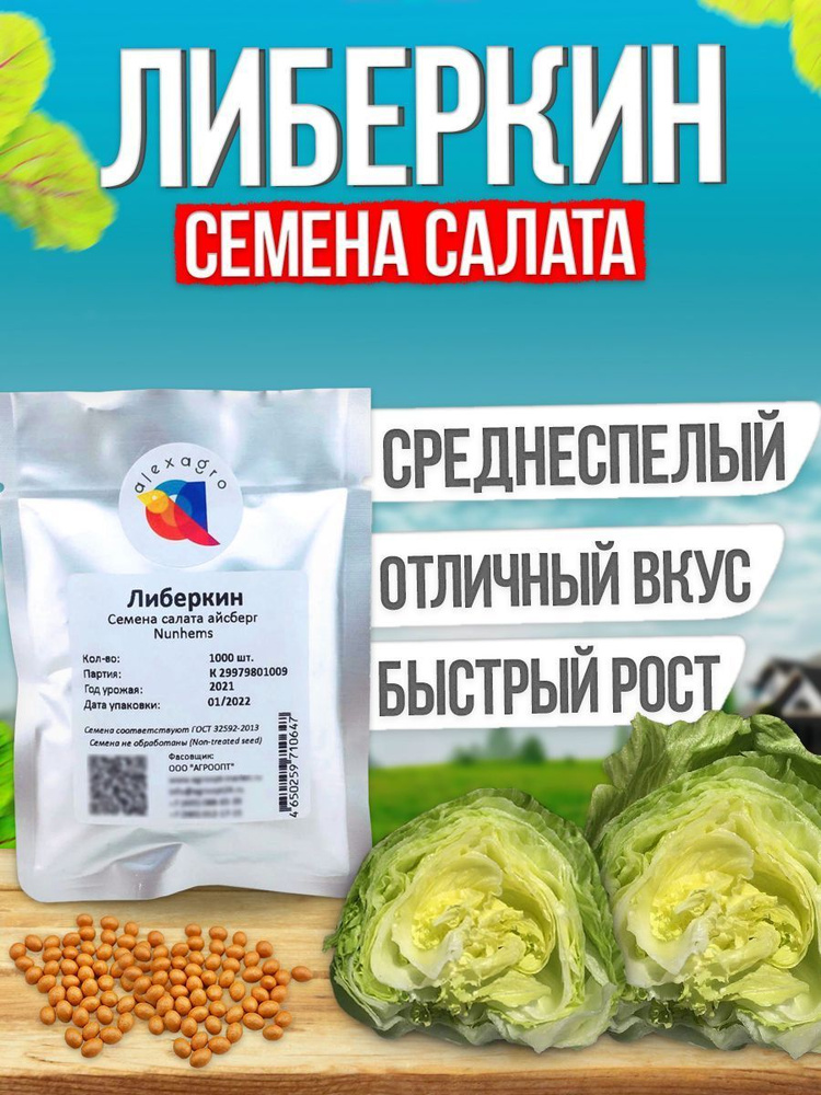 Либеркин семена салата айсберг, 1000 шт. (Nunhems / ALEXAGRO). Высокоурожайный гибрид для открытого грунта #1