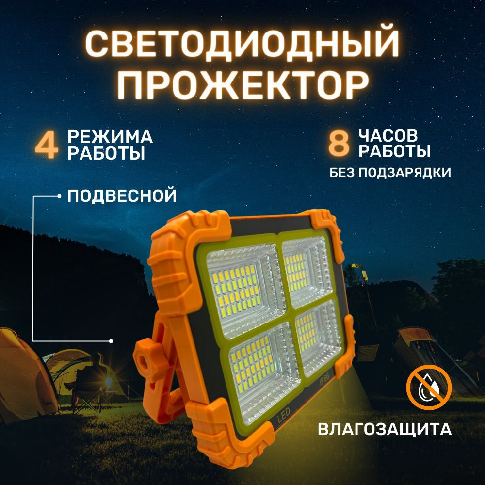 Мощный LED прожектор на солнечной батарее с магнитами для крепления ...