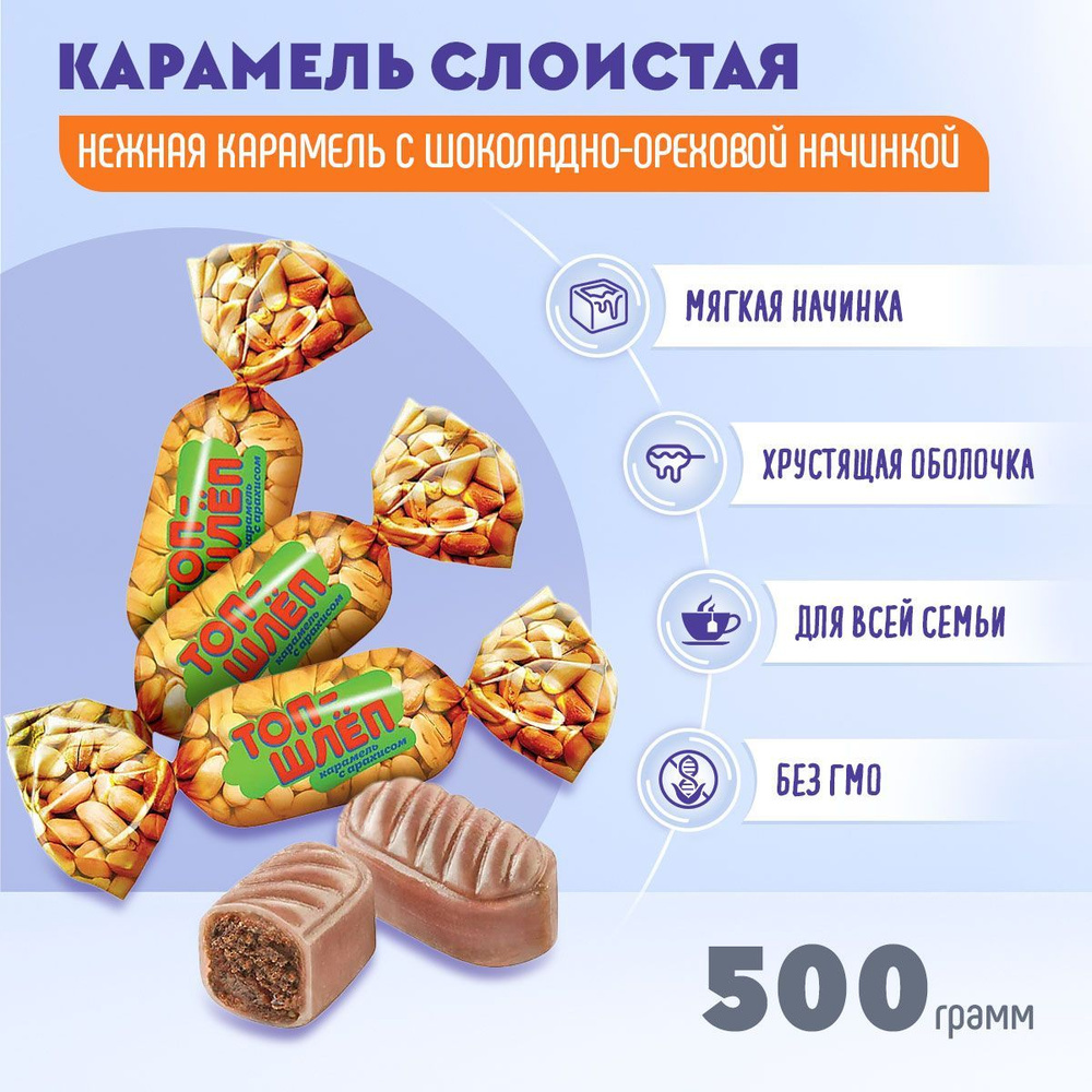 Карамель Топ Шлёп с начинкой 500 грамм КДВ #1