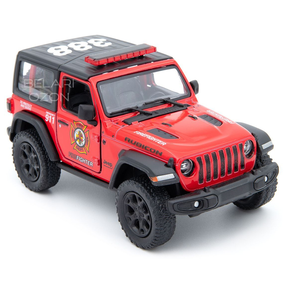 Машинка металлическая Kinsmart 1:34 2018 Jeep Wrangler (Джип Вранглер  Пожарный) KT5412DRP инерционная, двери открываются / Черно-красный - купить  с доставкой по выгодным ценам в интернет-магазине OZON (834879889)