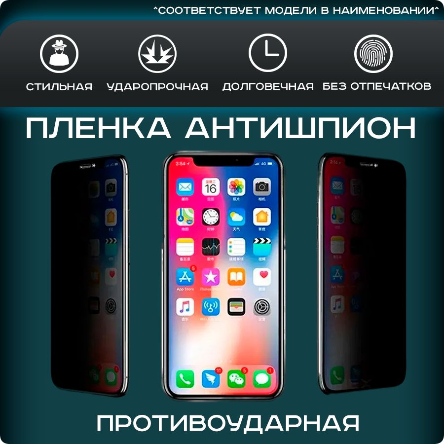 Приватная пленка Защитная пленка на экран телефона Coolpad A1 антишпион,  матовая, полиуретановая, для защиты от царапин, ударов и потертостей -  купить по выгодной цене в интернет-магазине OZON (1138855557)