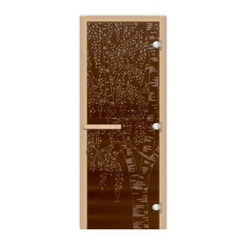 Дверь для сауны 1.9х0.7,полотно 1835х620, ручка магнит, стекло 8 мм, бронза,Березка  #1