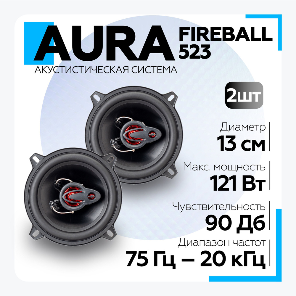 Акустическая система Aura FIREBALL-523 колонки коаксиальные 5.25 дюймов  (13см) 3-полосная